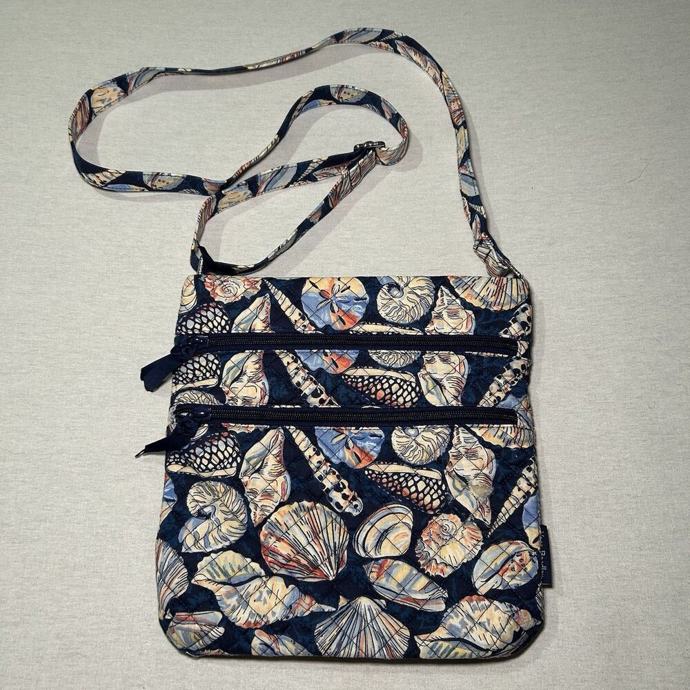 Vera Bradley Triple Zip Hipster crossbody bag, charming "Morning Shells"